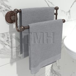 Emtek 26031 Traditional Brass Double Towel Bar with Lancaster Rosette (US10B)