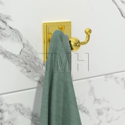 Emtek 2609 Traditional Brass Double Hook with Brass Wilshire Rosette (US15A)