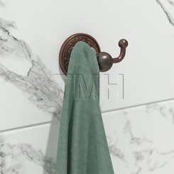 Emtek 2609 Traditional Brass Double Hook with Lancaster Rosette (US7)