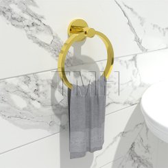 Emtek 2801 Modern Brass Towel Ring with Brass Disk Rosette (US10B)