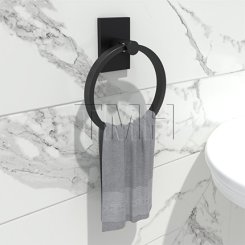 Emtek 2801 Modern Brass Towel Ring with Brass Modern Rectangular Rosette (US10B)