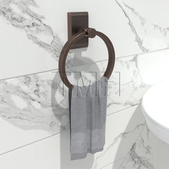 Emtek 2801 Modern Brass Towel Ring with Brass Neos Rosette (US10B)