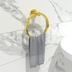 Emtek 2801 Modern Brass Towel Ring with Brass Small Disc Rosette (US10B)
