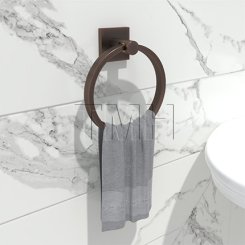 Emtek 2801 Modern Brass Towel Ring with Brass Square Rosette (US10B)