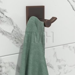 Emtek 2809 Modern Brass Double Hook with Brass Modern Rectangular Rosette (US15)