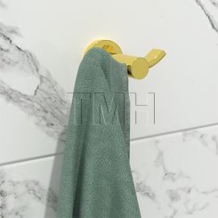 Emtek 2809 Modern Brass Double Hook with Brass Small Disc Rosette (US10B)