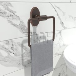 Emtek 2901 Transitional Brass Towel Ring with #8 Rosette (US10B)