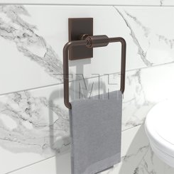 Emtek 2901 Transitional Brass Towel Ring with Brass Modern Rectangular Rosette (US10B)