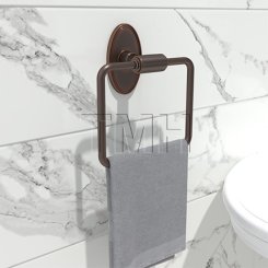 Emtek 2901 Transitional Brass Towel Ring with Brass Oval Rosette (US10B)
