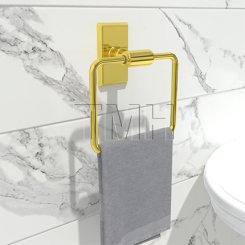 Emtek 2901 Transitional Brass Towel Ring with Brass Rectangular Rosette (US10B)