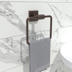 Emtek 2901 Transitional Brass Towel Ring with Brass Square Rosette (US10B)