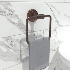 Emtek 2901 Transitional Brass Towel Ring with Lancaster Rosette (US10B)