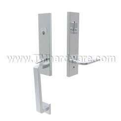Emtek S40101AT Contemporary Stainless Steel Davos Tubular Entry Set with Athena Lever