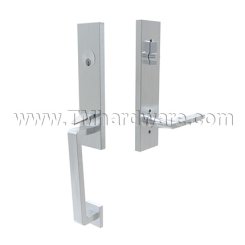 Emtek S40101HES Contemporary Stainless Steel Davos Tubular Entry Set with Hermes Lever