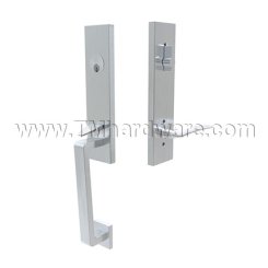 Emtek S40101PO Contemporary Stainless Steel Davos Tubular Entry Set with Poseidon Lever