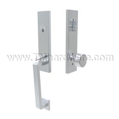 Emtek S40101RNK Contemporary Stainless Steel Davos Tubular Entry Set with Round Knob