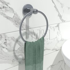 Emtek S7300 Stainless Steel Towel Ring with Disk Stainless Steel Rosette, 6-7/8” Overall Diameter