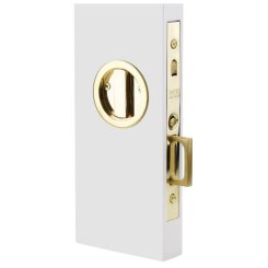 Emtek Round Pocket Door Mortise Lock in Unlacquered Brass Finish (US3NL)