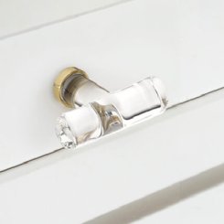 Emtek 86723 Crystal T-Knob- Polished Brass