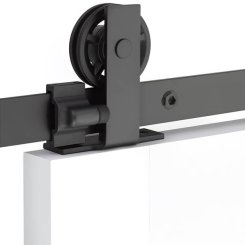 Emtek Modern Rectangular Top Mount Barn Door Hanger in US10B Finish