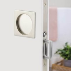 Emtek 2184 - 2186 Square Pocket Door Mortise Lock - All Functions, Brass