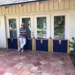 2 flood barriers in front of a garage
