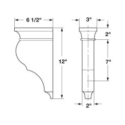 Hafele Wooden Corbel, 12" x 3" x 6-1/2", Birch finish