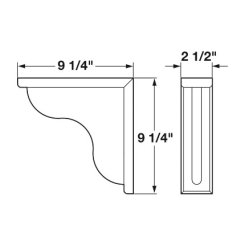 Hafele Countertop Support, 9-1/4" x 2-1/2" x 9-1/4"