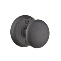 Emtek Jamestown Wrought Steel Knobset, Passage with #1 Rosette in Flat Black Steel (FBS) Finish