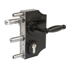 Locinox LAKQH2 Large Surface Mounted Ornamental Gate Lock, 3/8" Profile, Black Finish