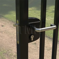 Locinox LPKQU2, Surface Mounted Anti-Panic Gate Lock For Square Profile, 1-1/2" to 2-1/2" Profile, No Handle and Cylinder, Black Finish