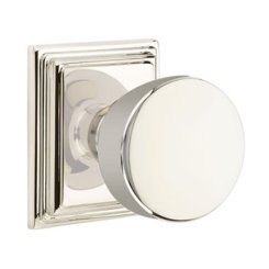 Emtek Laurent Door Knob, Modern Designer Brass, Passage, Modern Rosette, Satin Brass (US4) Finish