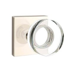 Emtek Modern Disc Glass Door Knob, Modern Glass Knobset, Passage, Modern Rosette, Satin Brass (US4) Finish