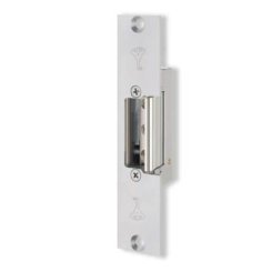 MUL-T-LOCK Adjustable Electric Strike Fail Secure, Faceplate 1-1/4 x 5-7/8, Center, Stainless Steel, 8-16V AC/DC