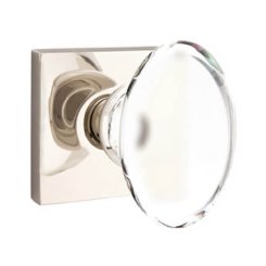 Emtek Hampton Glass Door Knob, Modern Glass Knobset, Passage, Modern Rosette, Satin Brass (US4) Finish