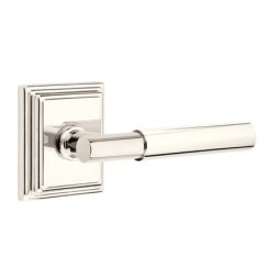 Emtek Myles Door Handle, Modern Designer Brass, Passage, Modern Rosette, Satin Brass (US4) Finish