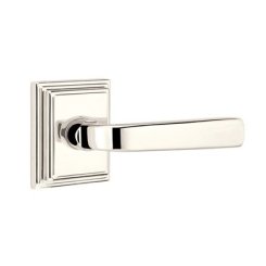 Emtek Sion Door Handle, Modern Designer Brass, Passage, Modern Rosette, Satin Brass (US4) Finish