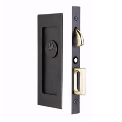 Emtek 2113 - 2116 Modern Rectangular Pocket Door Mortise Lock - All Functions, Brass