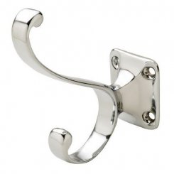 Hafele Hat & Coat Double Hook, 1-1/4" x 3-1/16" x 3-9/16"