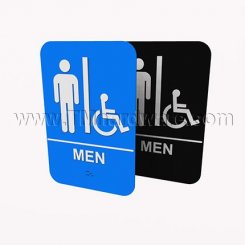 Rockwood #BFM687, Molded Plastic ADA Tactile Sign with Braille, Men's and Handicap Accessible - QuickShip