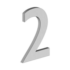 Deltana Stainless Steel Modem Numbers, B Series with Riser, No"2" Digit Flat Black (US19) Finished