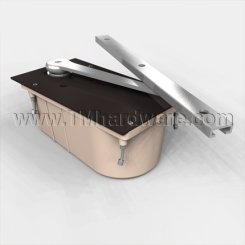Rixon F327 Series, Floor Door Closer, Independently Hung, Non-Hold Open, Bright Brass Finish