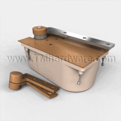 Rixon 127 Series, Floor Door Closer, 3/4" Offset, Heavy Duty, Right Handed, Non-hold open, Bright Brass Finish