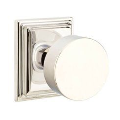 Emtek Round Door Knob, Modern Classic Brass, Passage, Modern Rosette, Satin Brass (US4) Finish