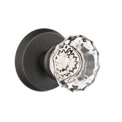 Emtek Astoria Glass Knob, Sandcast Bronze Door Knob, Passage, #1 Rosette, Flat Black Bronze (FB)