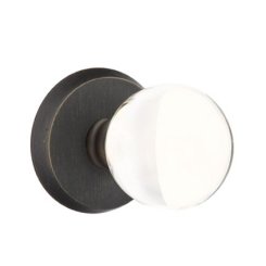 Emtek Bristol Glass Knob, Sandcast Bronze Door Knob, Passage, #1 Rosette, Flat Black Bronze (FB)