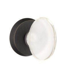 Emtek Hampton Glass Knob, Sandcast Bronze Door Knob, Passage, #1 Rosette, Flat Black Bronze (FB)