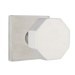 Emtek, Cast Stainless Steel Series, Passage, Octagon Knob, Disk Rosette, Brushed Stainless Steel Finish