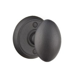 Emtek Savannah Wrought Steel Knobset, Passage with #1 Rosette in Flat Black Steel (FBS) Finish