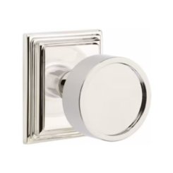 Emtek Verve Door Knob, Modern Designer Brass, Passage, Modern Rosette, Satin Brass (US4) Finish